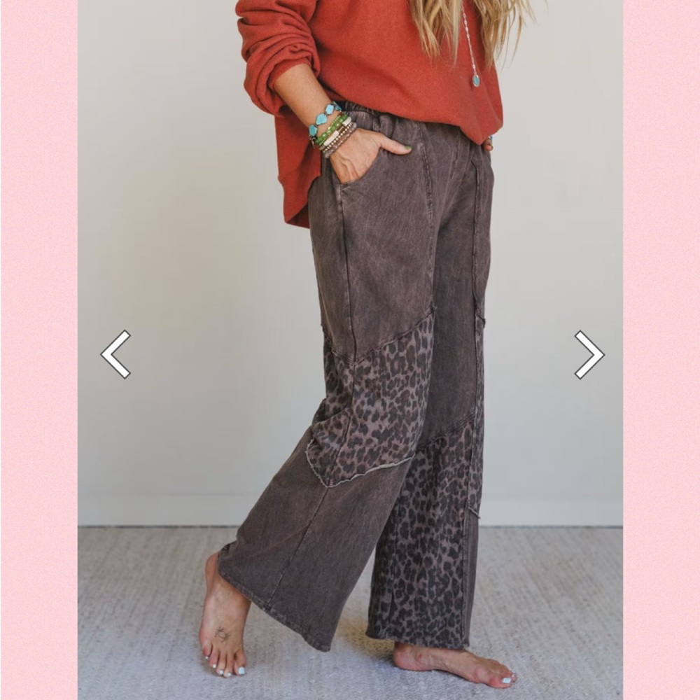 💖Mineral Washed Leopard Patchwork Pants💖 - image 2